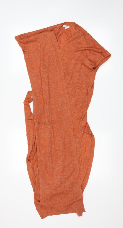 Front view of River Island women’s orange cardigan jumper, size UK 8