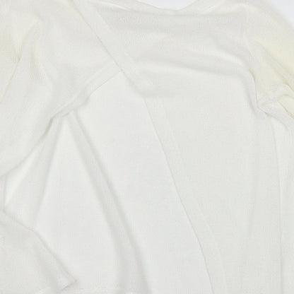 Brand and care label for River Island women’s white basic t-shirt, size UK 6