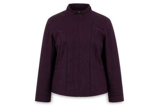 Front view of M&Co women’s purple jacket, size UK 16
