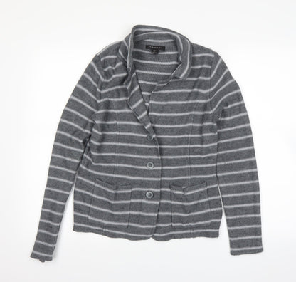 Additional front view of Tahari women’s grey jacket, size L
