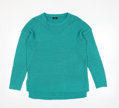 Front view of F&F women’s green jumper, size UK 12
