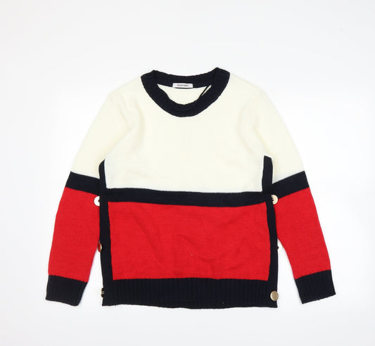 Damart Womens White Striped  Pullover Jumper Size 10
