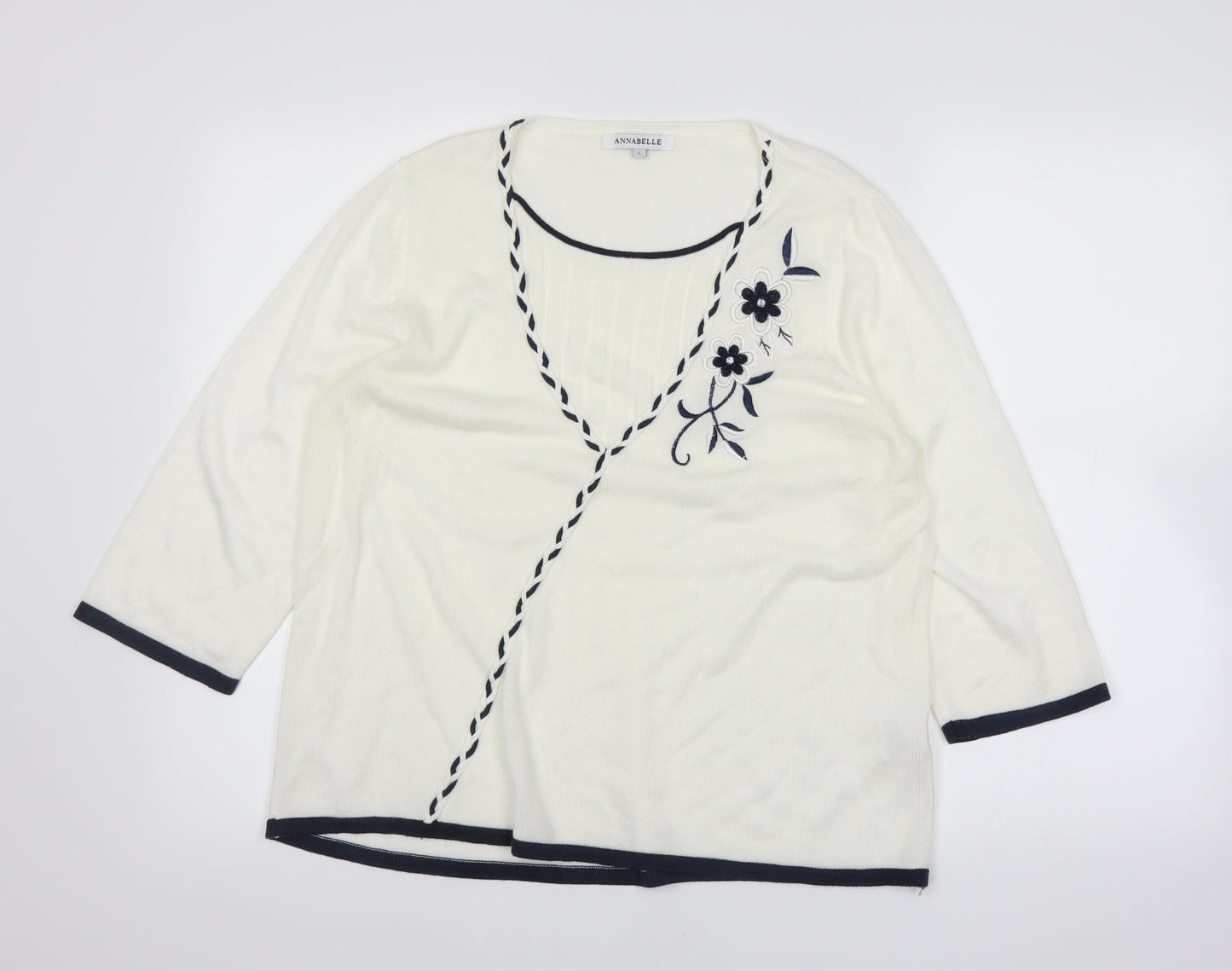 Annabelle Womens White   Basic T-Shirt Size L
