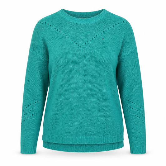 Front view of F&F women’s green jumper, size UK 12