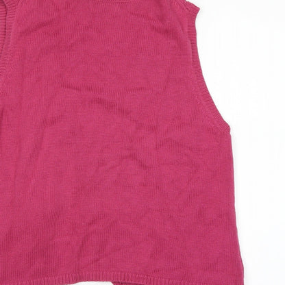 Brand and care label for VanHeusen women’s pink cardigan jumper, size M