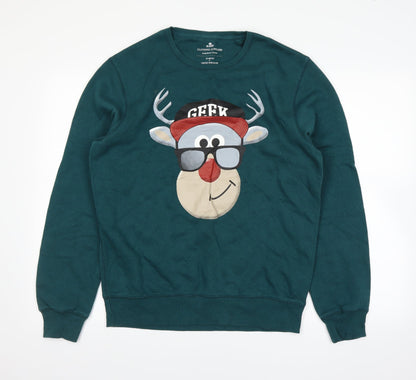 Additional front view of Easy men’s green jumper, size M