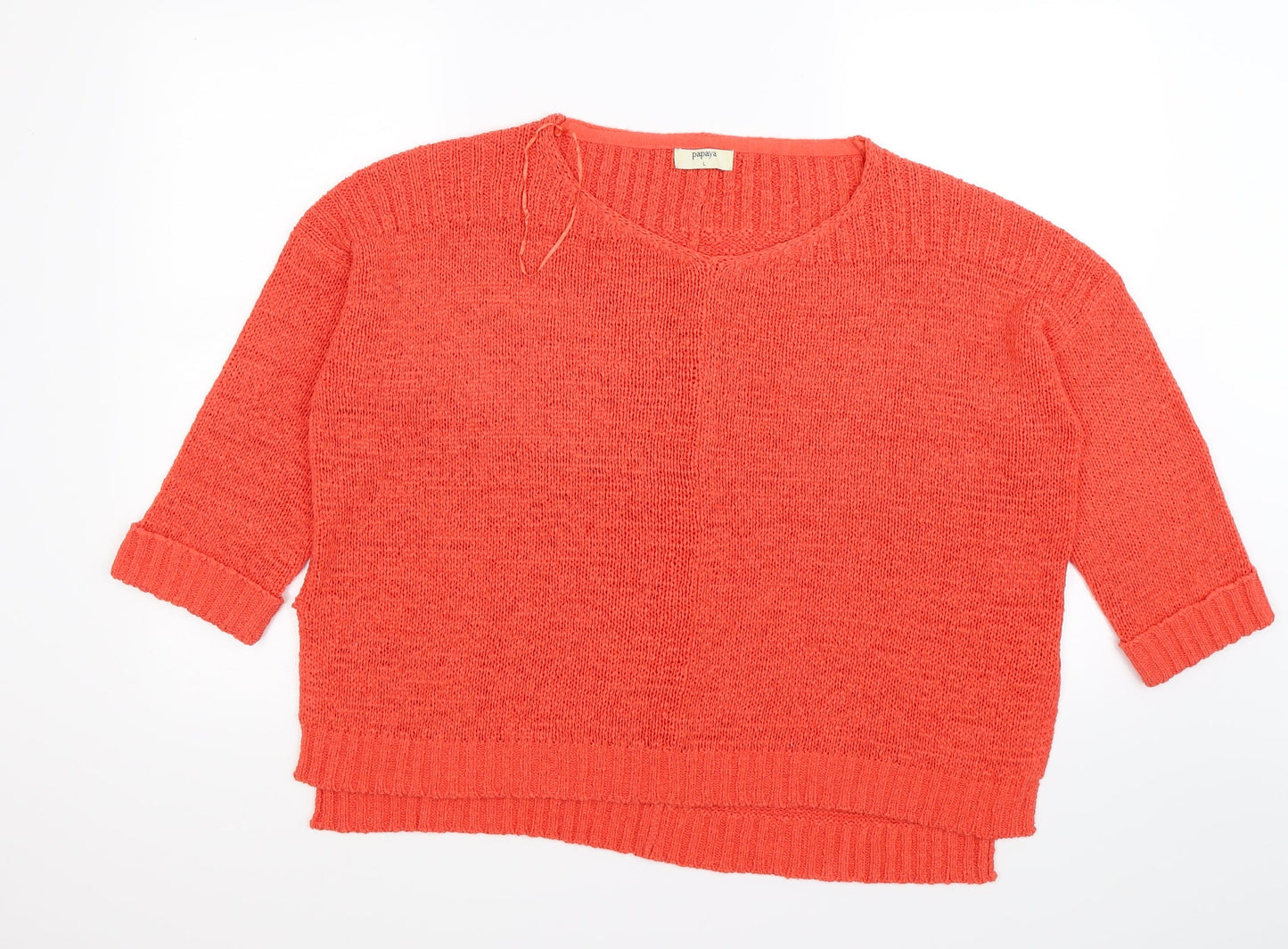 Papaya Womens Orange  Knit Pullover Jumper Size L
