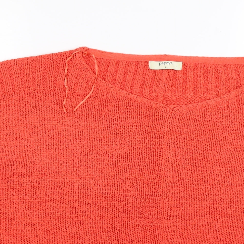 Papaya Womens Orange  Knit Pullover Jumper Size L