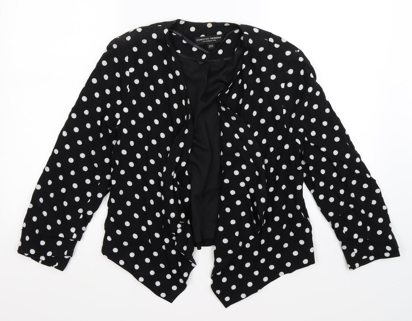 Dorothy Perkins Womens Black Polka Dot  Jacket  Size 10  - waterfall
