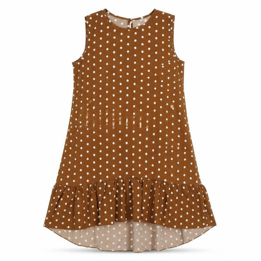 Womens Brown Polka Dot  Tank Dress  Size M  - ruffle