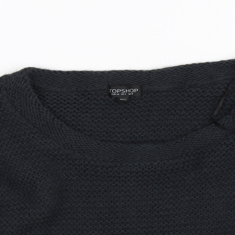 tophop Womens Blue  Knit Pullover Jumper Size 6  - cropped
