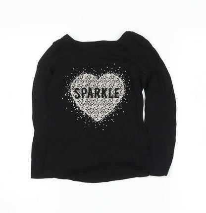 Front view of Primark girls’ black basic casual, size 7-8, years - sparkle