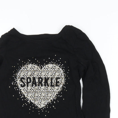 Close-up detail of Primark girls’ black basic casual, size 7-8, years - sparkle