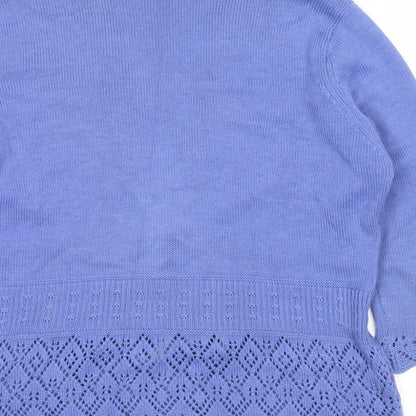 Brand and care label for Dash women’s blue cardigan jumper, size UK 12