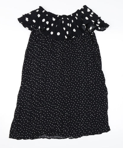 Preloved Newlook Womens Black Polka Dot  Mini  Size 12 - Front