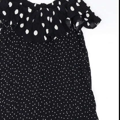 Preloved Newlook Womens Black Polka Dot  Mini  Size 12 - Detail