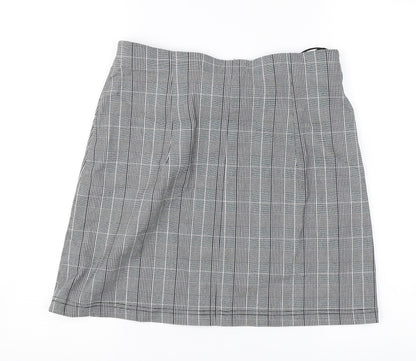 Back view of Topshop women’s black check a-line skirt, size UK 12