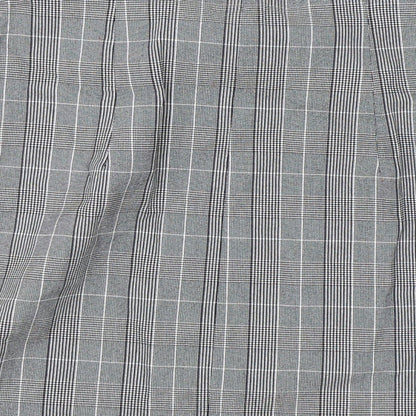 Brand and care label for Topshop women’s black check a-line skirt, size UK 12