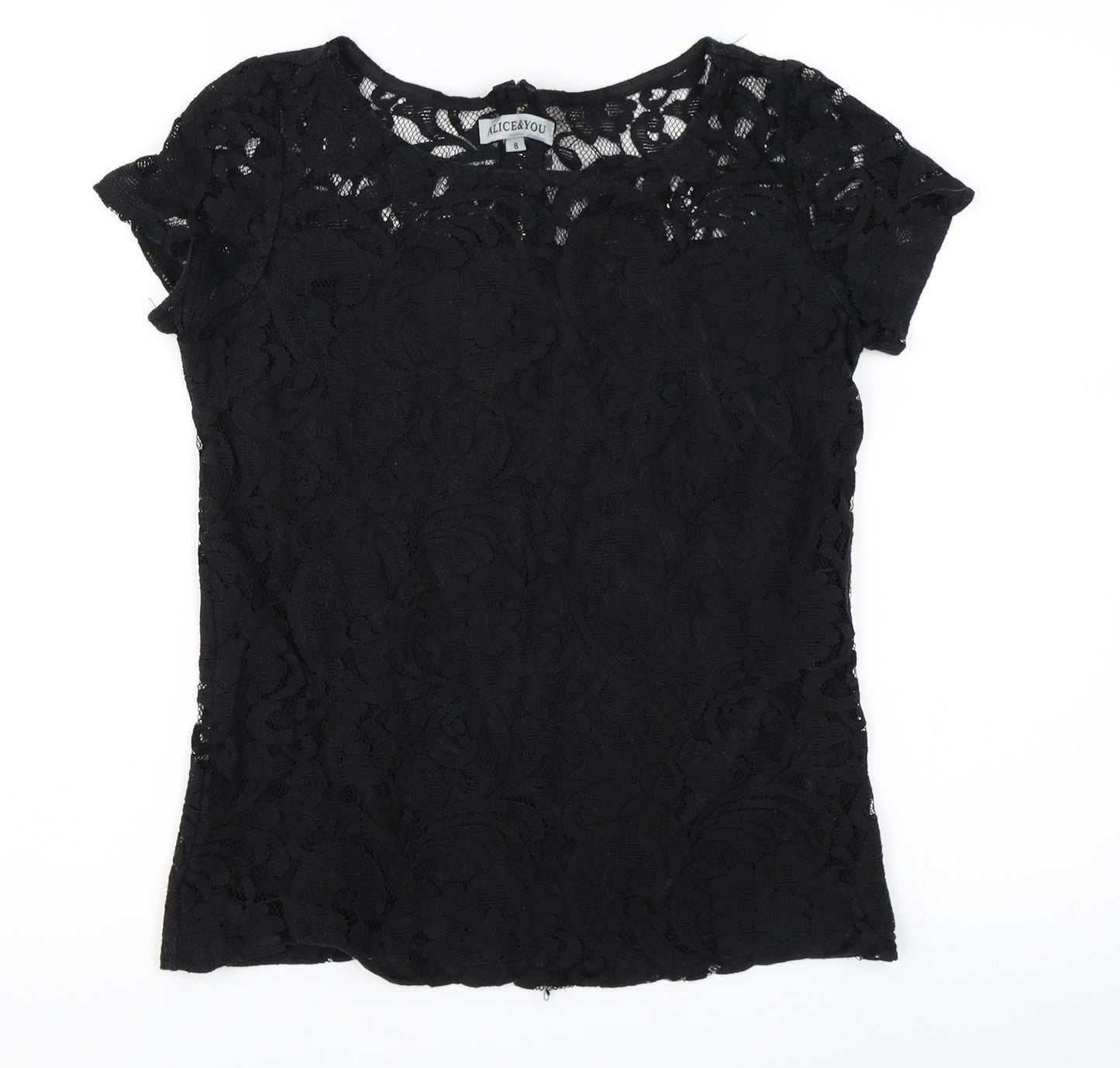 Alice & You Womens Black   Basic T-Shirt Size 8