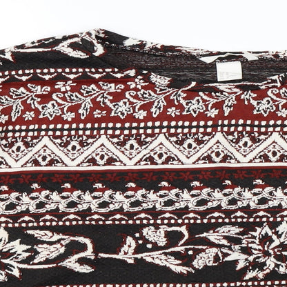 Close-up detail of H&M women’s red paisley jumper, size M