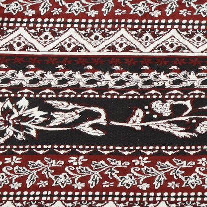 Brand and care label for H&M women’s red paisley jumper, size M