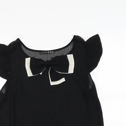 Close-up detail of Atmosphere women’s black basic tank, size UK 10