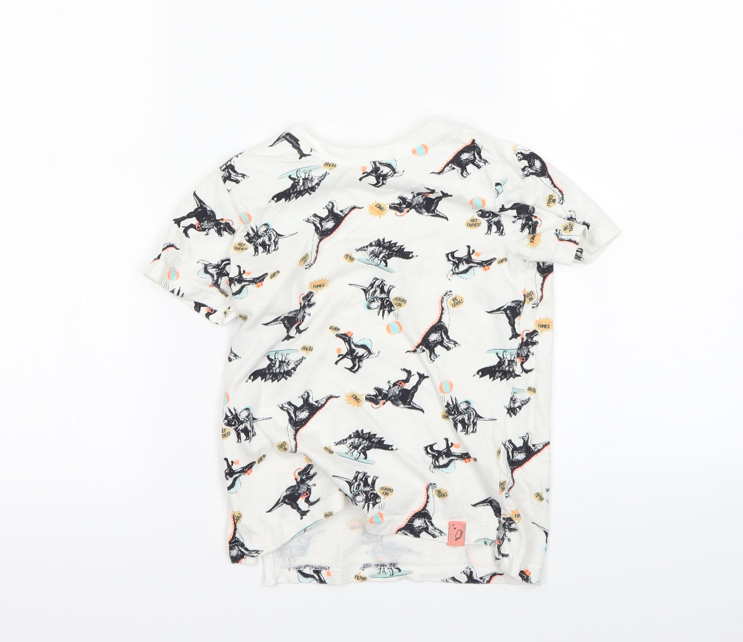 Nutmeg Boys White Spotted  Basic T-Shirt Size 4 Years  - DInosaur