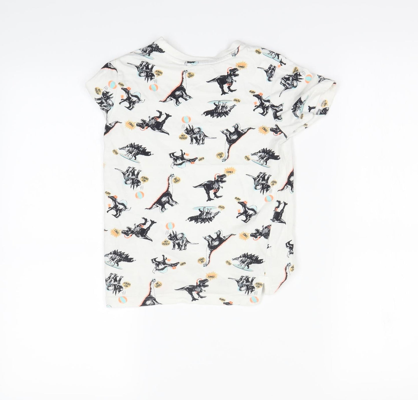 Nutmeg Boys White Spotted  Basic T-Shirt Size 4 Years  - DInosaur