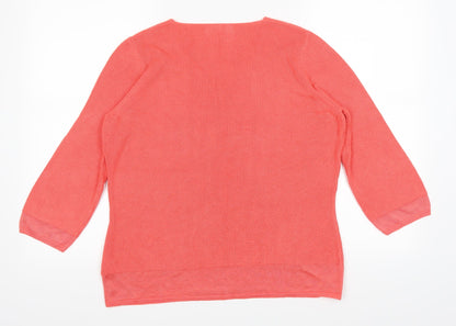 Back view of Marks & Spencer women’s orange jumper, size UK 14