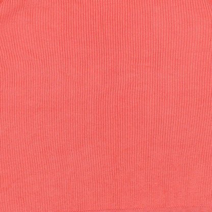 Brand and care label for Marks & Spencer women’s orange jumper, size UK 14