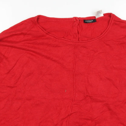 Close-up detail of La Redoute women’s red jumper, size UK 14