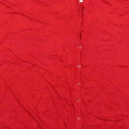 Brand and care label for La Redoute women’s red jumper, size UK 14