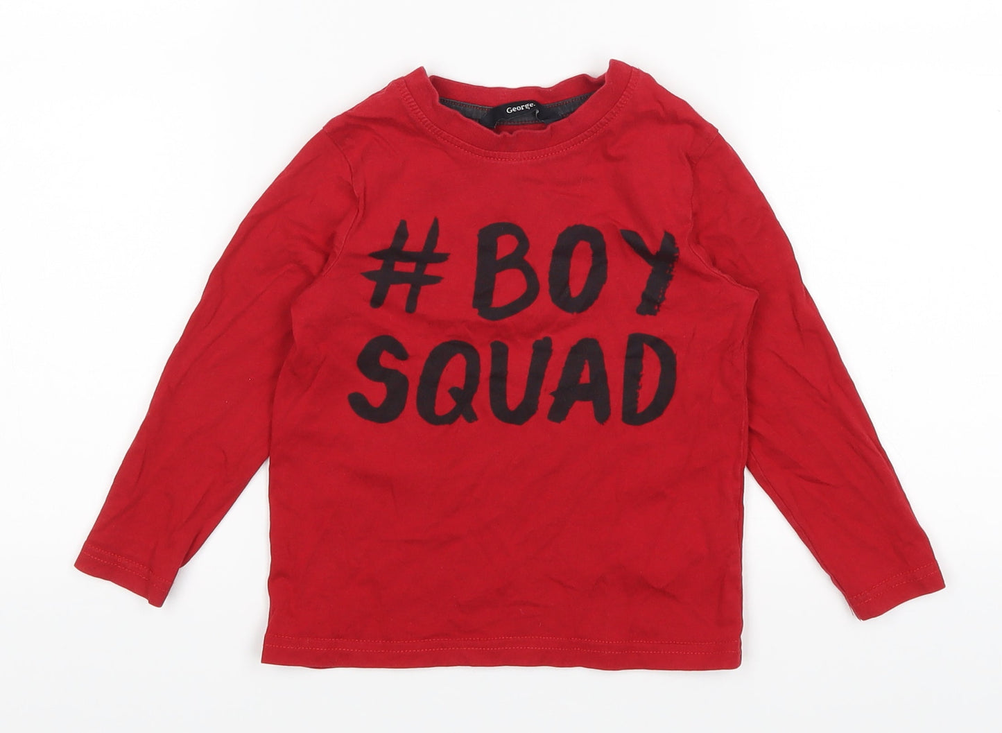 George Boys Red   Basic T-Shirt Size 2-3 Years