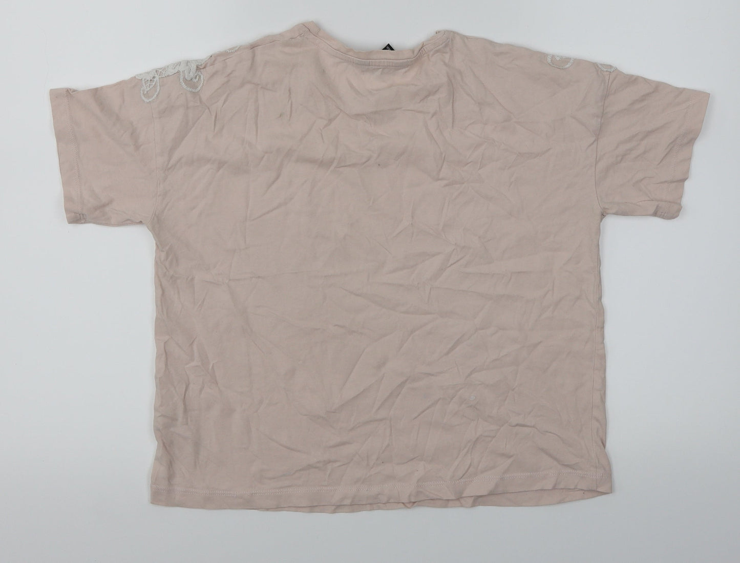 New Look Womens Pink   Basic T-Shirt Size 10  - Lace sleeve