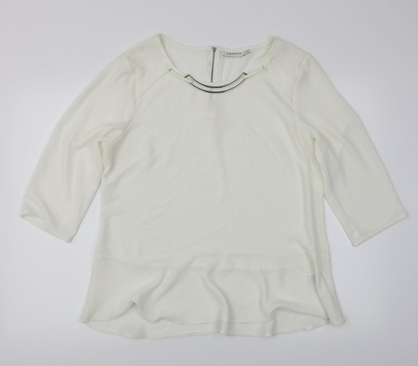 Amphora Womens White   Basic Blouse Size 16