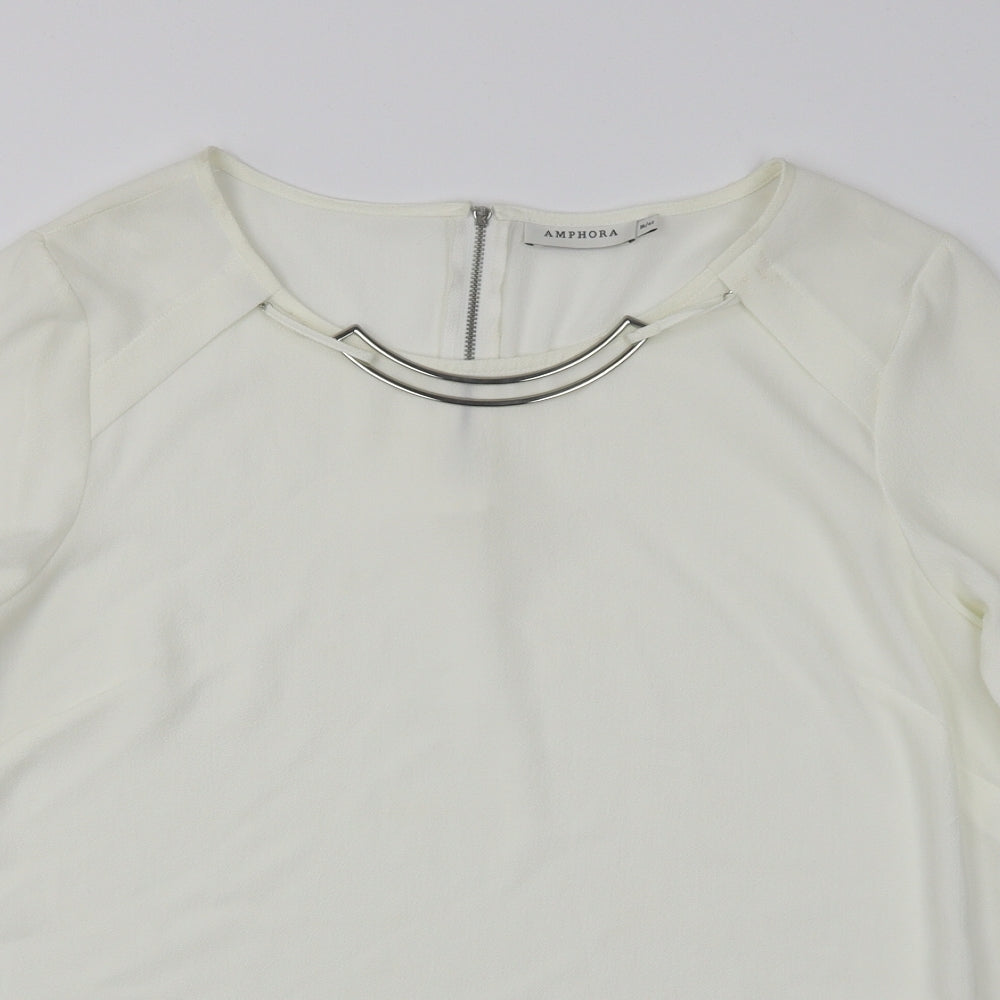 Amphora Womens White   Basic Blouse Size 16