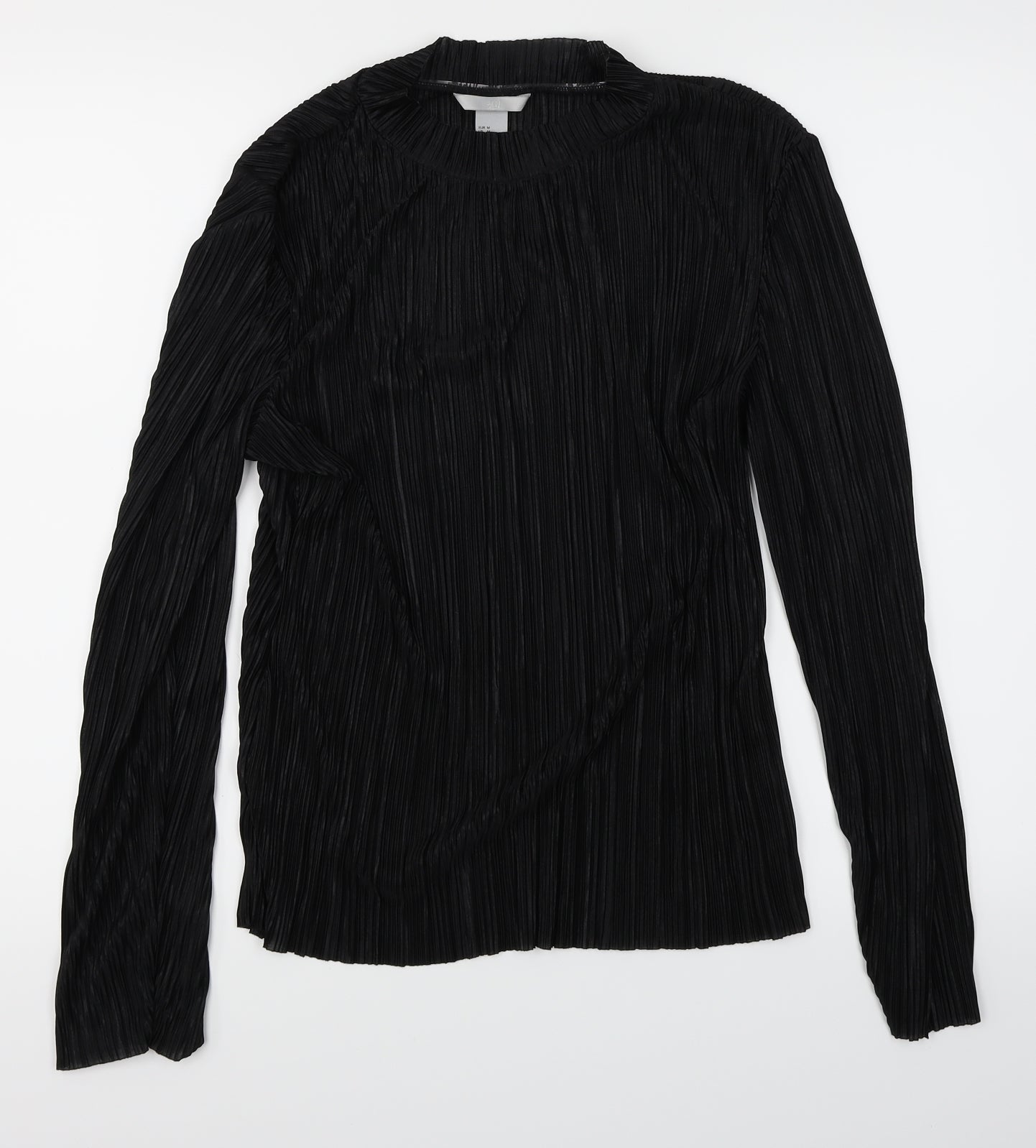 H&M Womens Black   Basic Blouse Size M  - pleated sheer