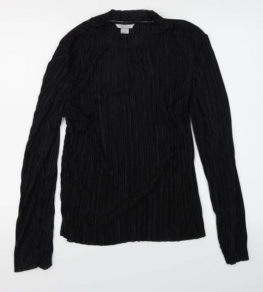 H&M Womens Black   Basic Blouse Size M  - pleated sheer