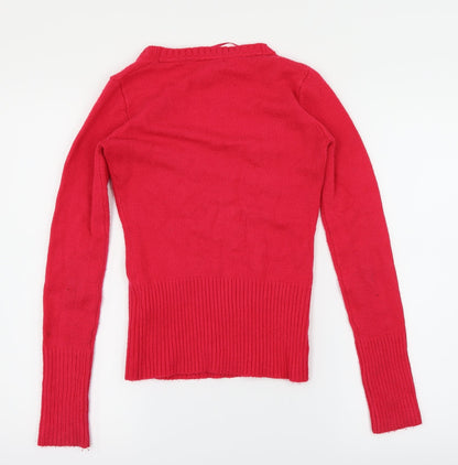Back view of TALLY WEiJL women’s pink jumper, size UK 8