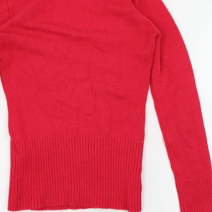 Brand and care label for TALLY WEiJL women’s pink jumper, size UK 8