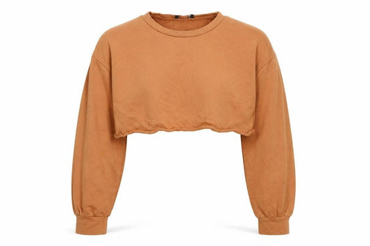Front view of PRETTYLITTLETHING women’s orange jumper, size UK 8, - cropped