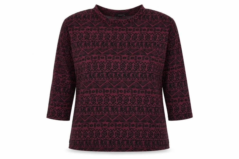 Atmosphere Womens Purple Geometric  Basic T-Shirt Size 10