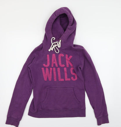 Preloved Jack Wills Womens Purple   Pullover Hoodie Size 8 - Front