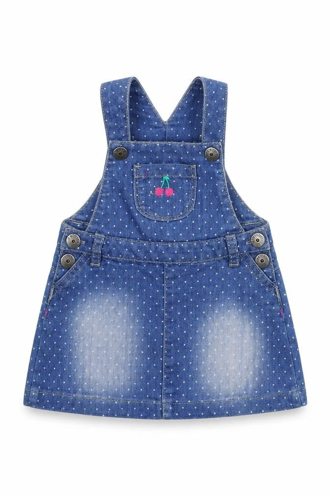 Very Girls Blue Spotted Denim A-Line  Size 9-12 Months  - Dungaree Dress