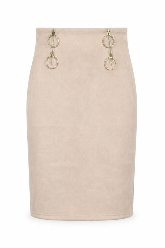 Front view of LuluMary women’s pink straight & pencil skirt, size UK 4