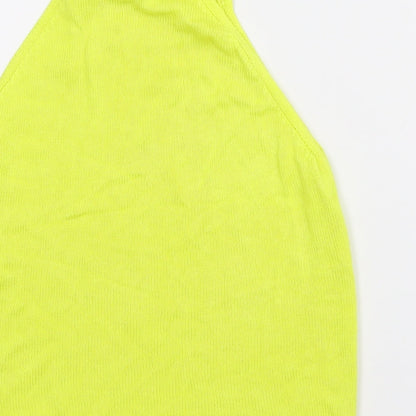 Brand and care label for Atmosphere women’s yellow camisole tank, size UK 10