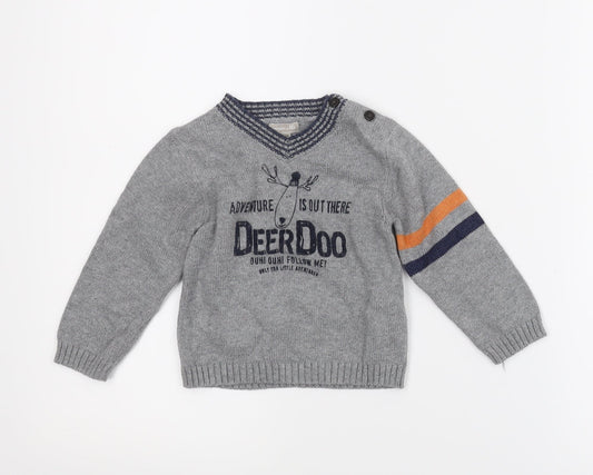 Grain debbe Boys Grey   Pullover Jumper Size 18-24 Months