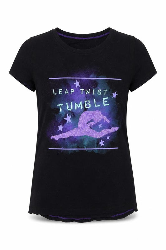 Front view of Preworn women’s black basic t-shirt, size UK 10
