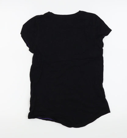 Back view of Preworn women’s black basic t-shirt, size UK 10