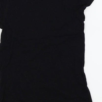 Brand and care label for Preworn women’s black basic t-shirt, size UK 10